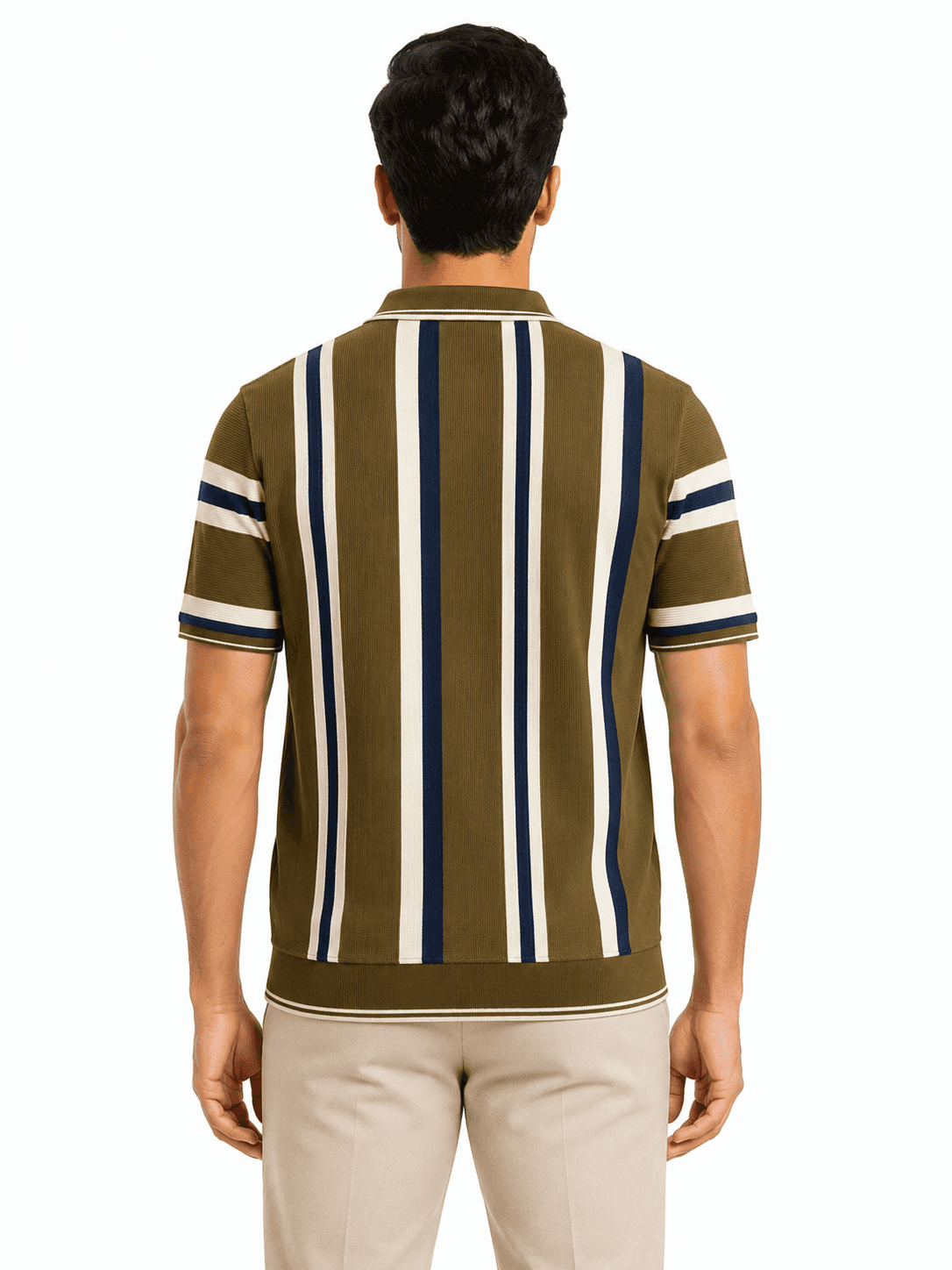 Vertical Stripe Zip-Knit Polo second view