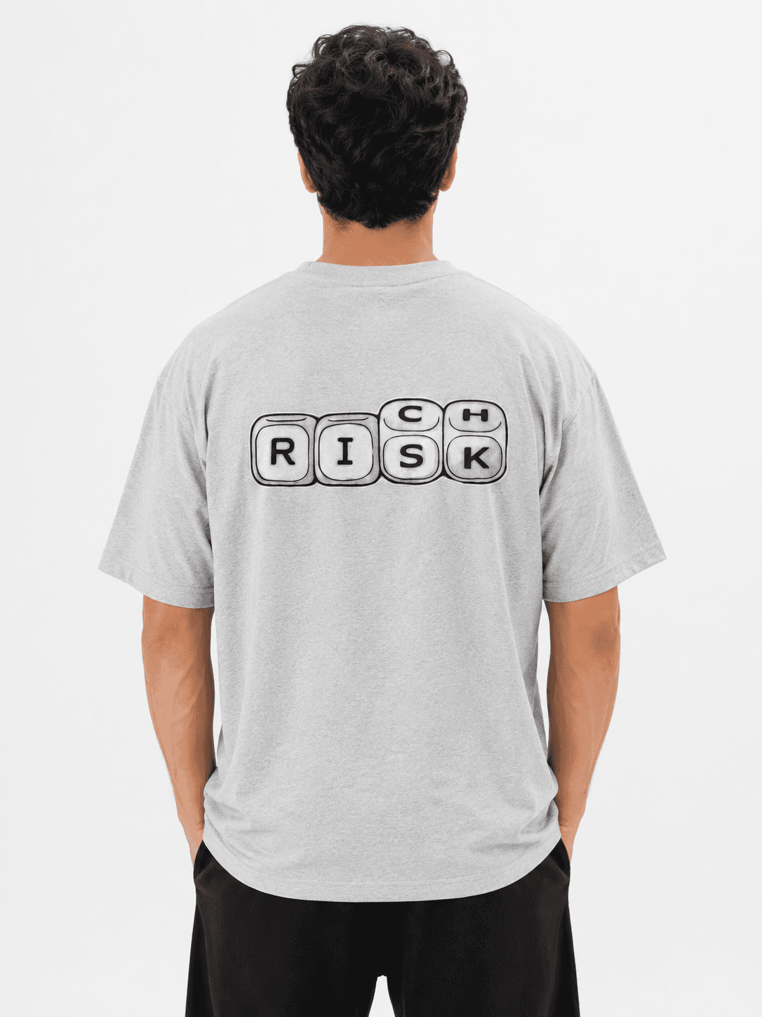 RISK OVERSIZED GRAPHIC T-SHIRT - Grey