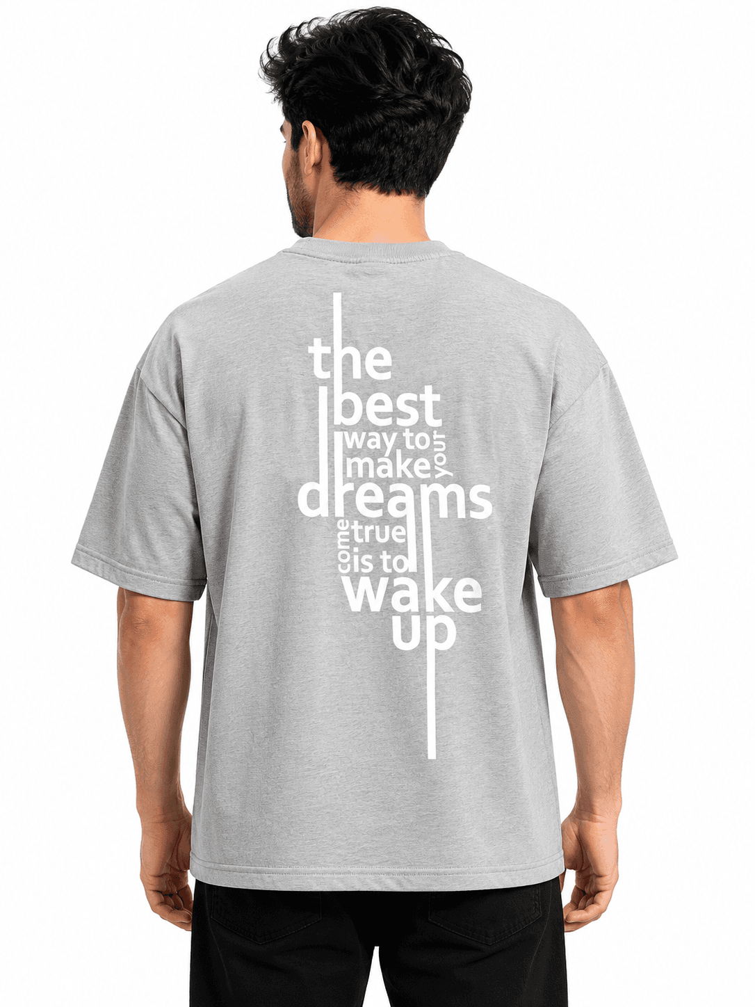 DREAM QUOTE GRAPHIC T-SHIRT - Grey