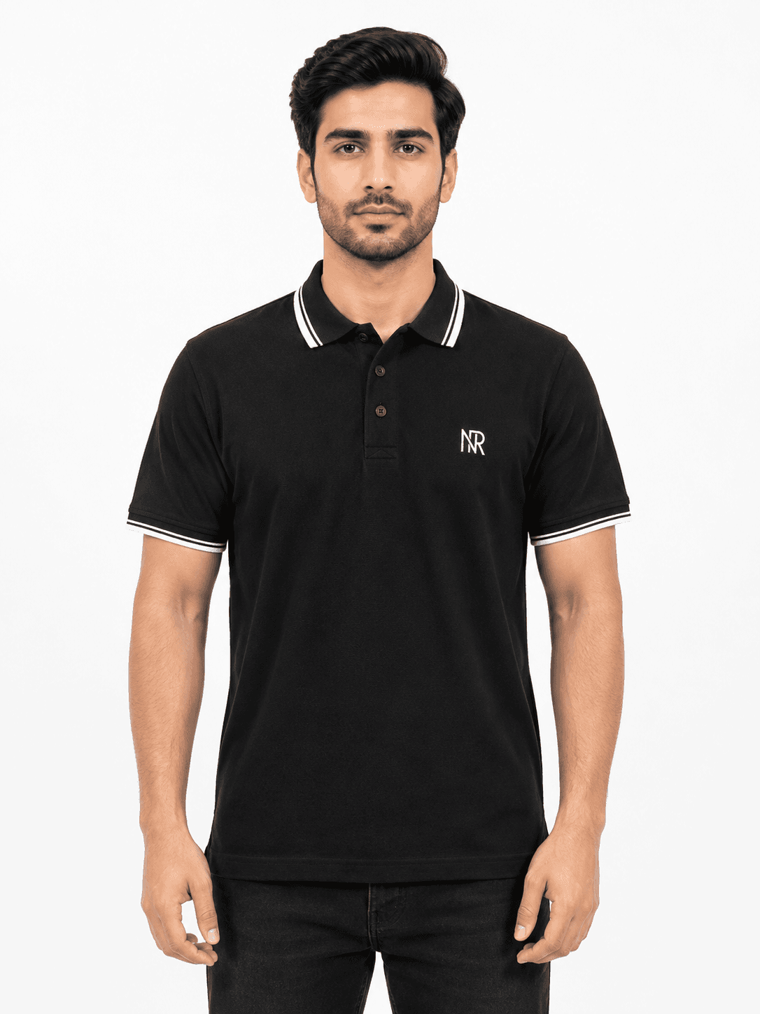 ESSENTIAL BLACK POLO T-SHIRT